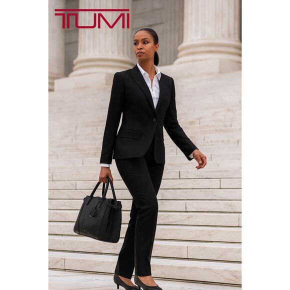 New  Tumi Solid Black Briefcase / Commuter Bag - Picture 1 of 7